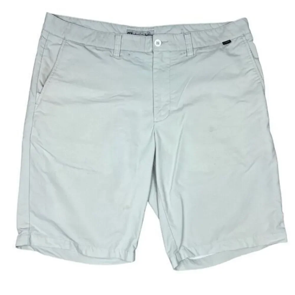 Travis Mathew Golf Shorts Men's 38‎ Beige Tan Flat Front Nylon Outdoor - READ!